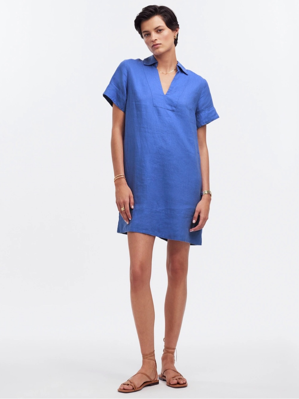 Madewell Dress XS 100% Linen Blue
